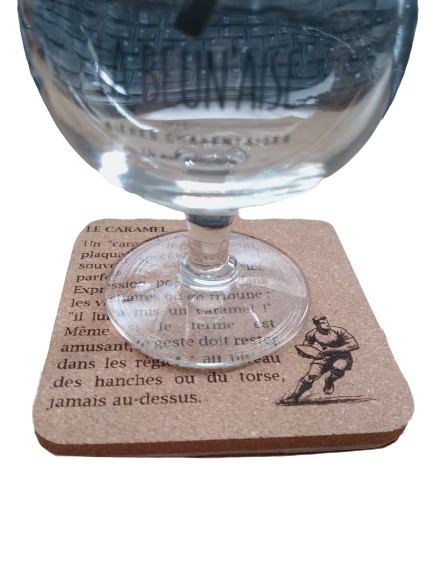 Dessous de verre en ballon de Rugby recyclé "BON A SAVOIR"