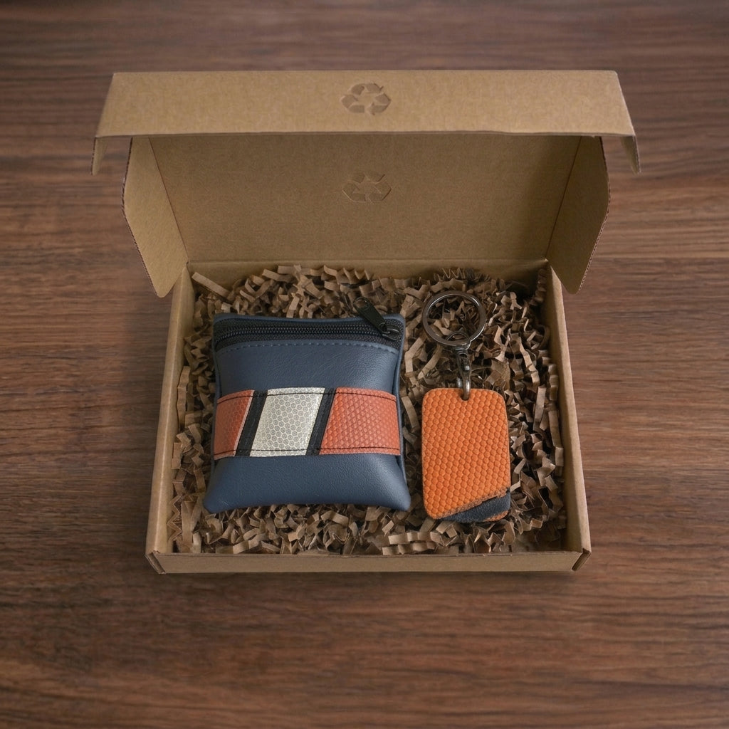 Coffret Porte-monnaie/porte-clés en ballon de Basket upcyclé