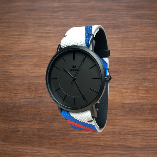 Montre Ballon de Rugby recyclé - Cadran noir 40mm