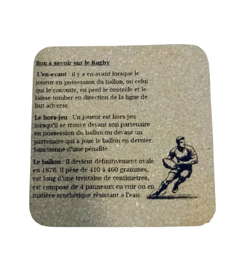 Dessous de verre en ballon de Rugby recyclé "BON A SAVOIR"