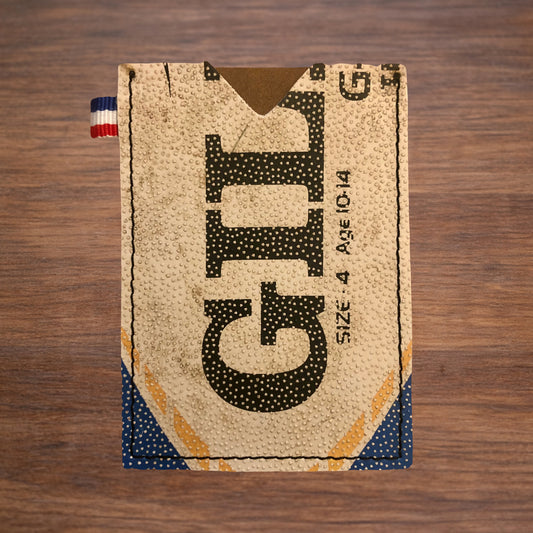 Porte-CB en ballon de rugby recyclé GILBERT bleu et jaune
