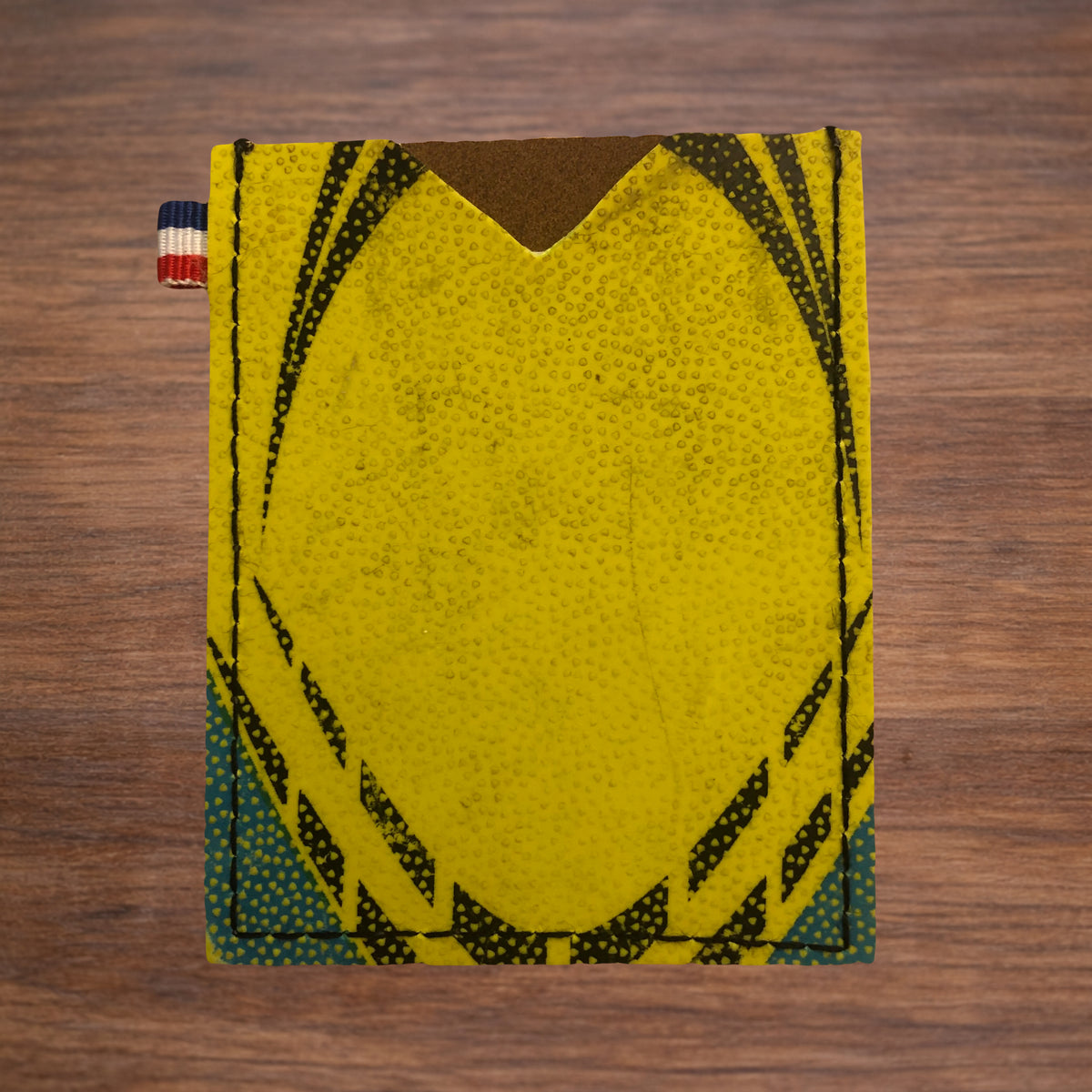 Porte carte 1 emplacement en ballon de rugby recyclé GILBERT jaune, vert et noir