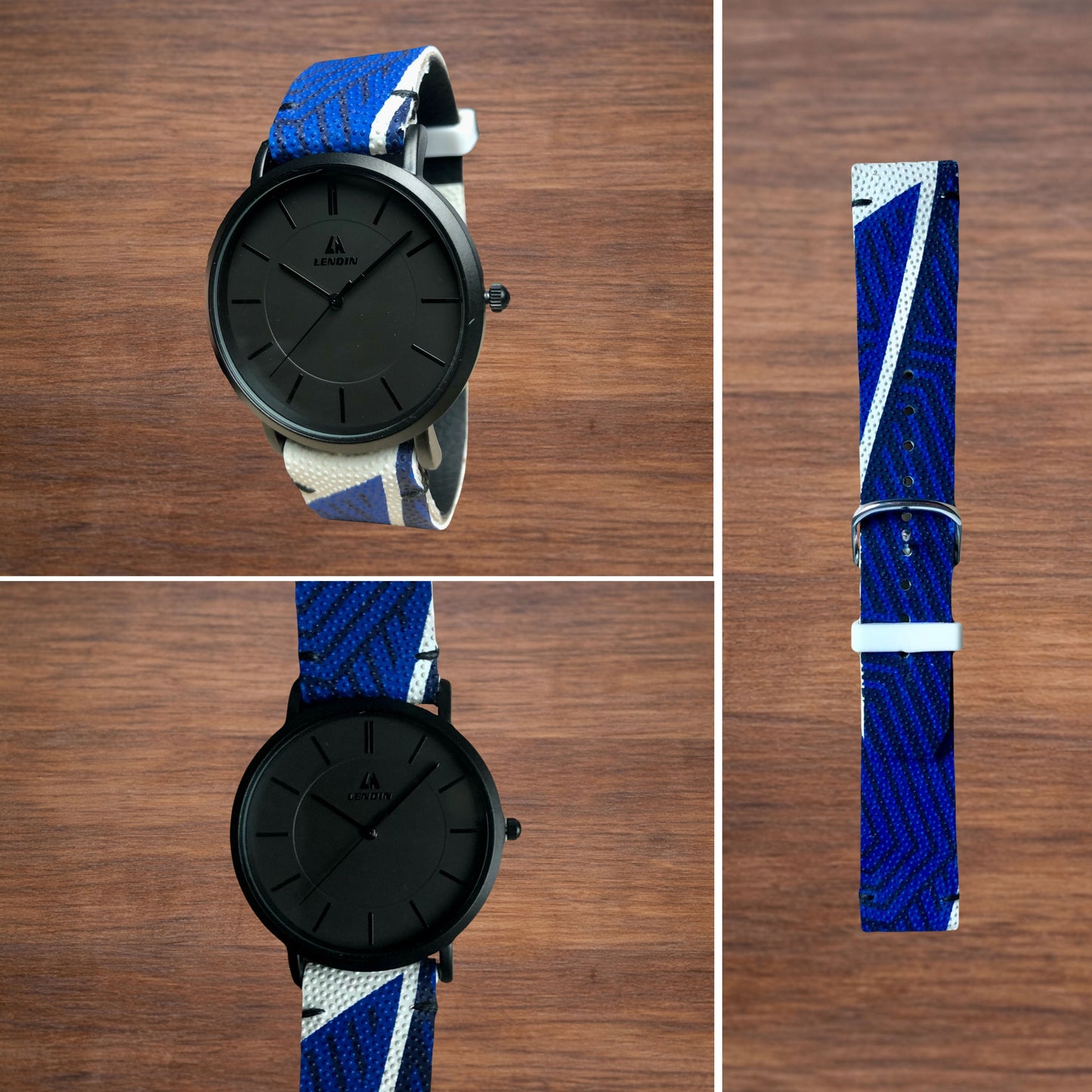 Montre Ballon de Rugby recyclé - Cadran noir 40mm