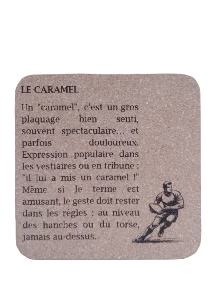 Dessous de verre en ballon de Rugby recyclé "LE CARAMEL"