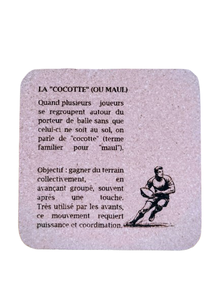Dessous de verre en ballon de Rugby recyclé "LA COCOTTE"