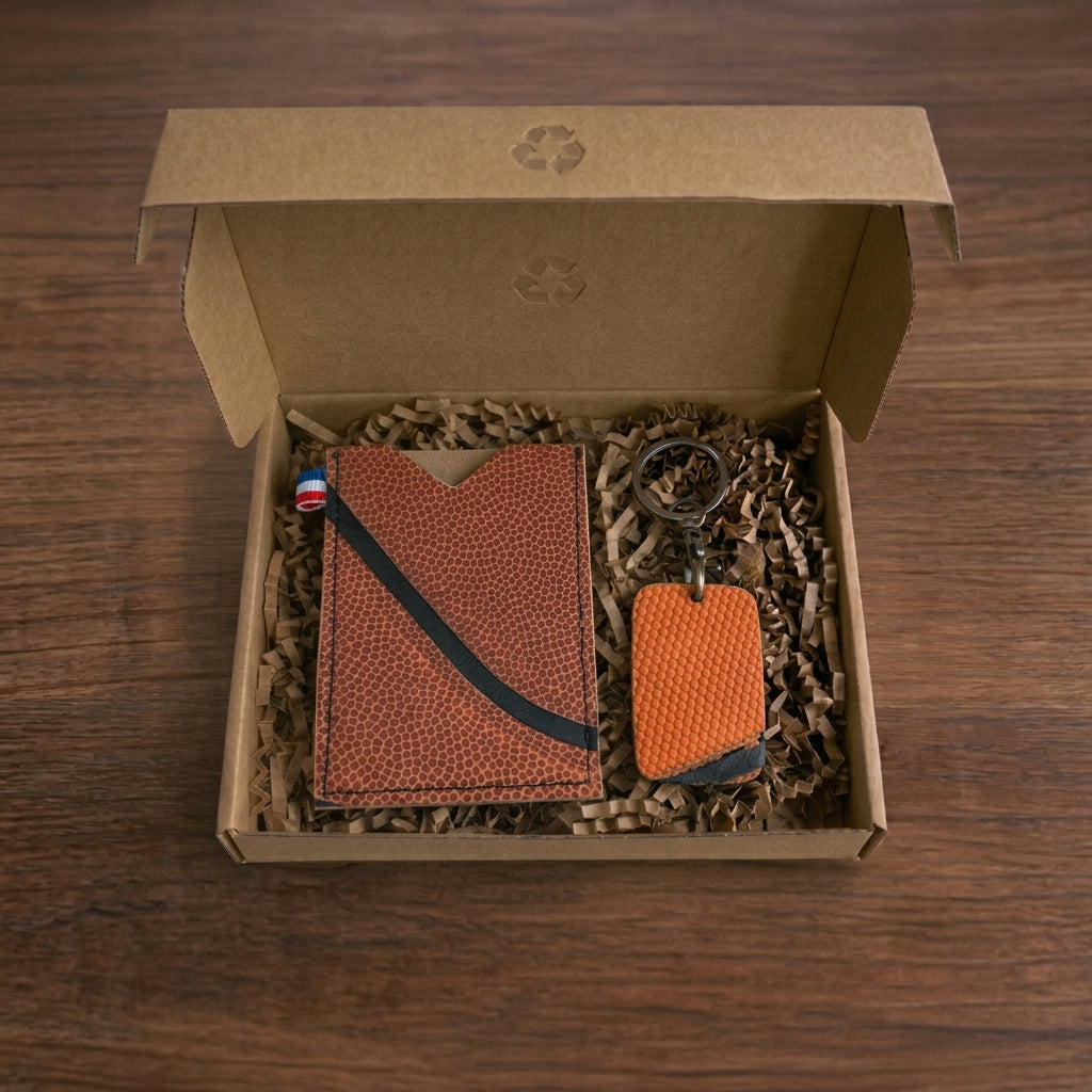 Coffret Porte-cartes/porte-clés en ballon de Basket upcyclé