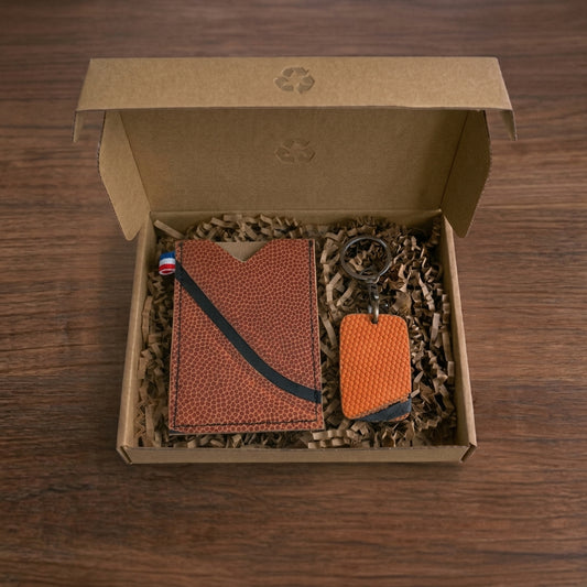 Coffret Porte-cartes/porte-clés en ballon de Basket upcyclé