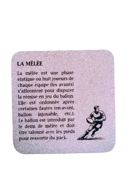 Dessous de verre en ballon de Rugby recyclé "La mêlée"