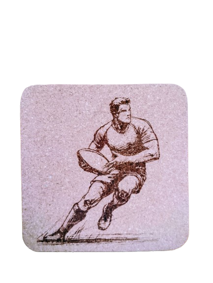 Dessous de verre en ballon de Rugby recyclé "LE RUGBYMAN"